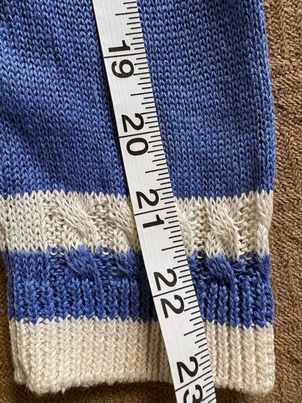 Talbots Light Blue Linen’s V-Neck Sweater with White Trim - Picture 13 of 13